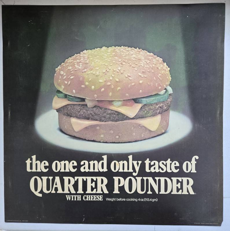 1980s McDonald's "Quarter Pounder" Translite sign 21.75" Sq Advertising Display