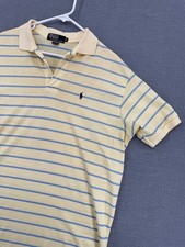 Vintage Polo Ralph Lauren Mens XL Yellow Stripe Polo Shirt Made In USA 90s