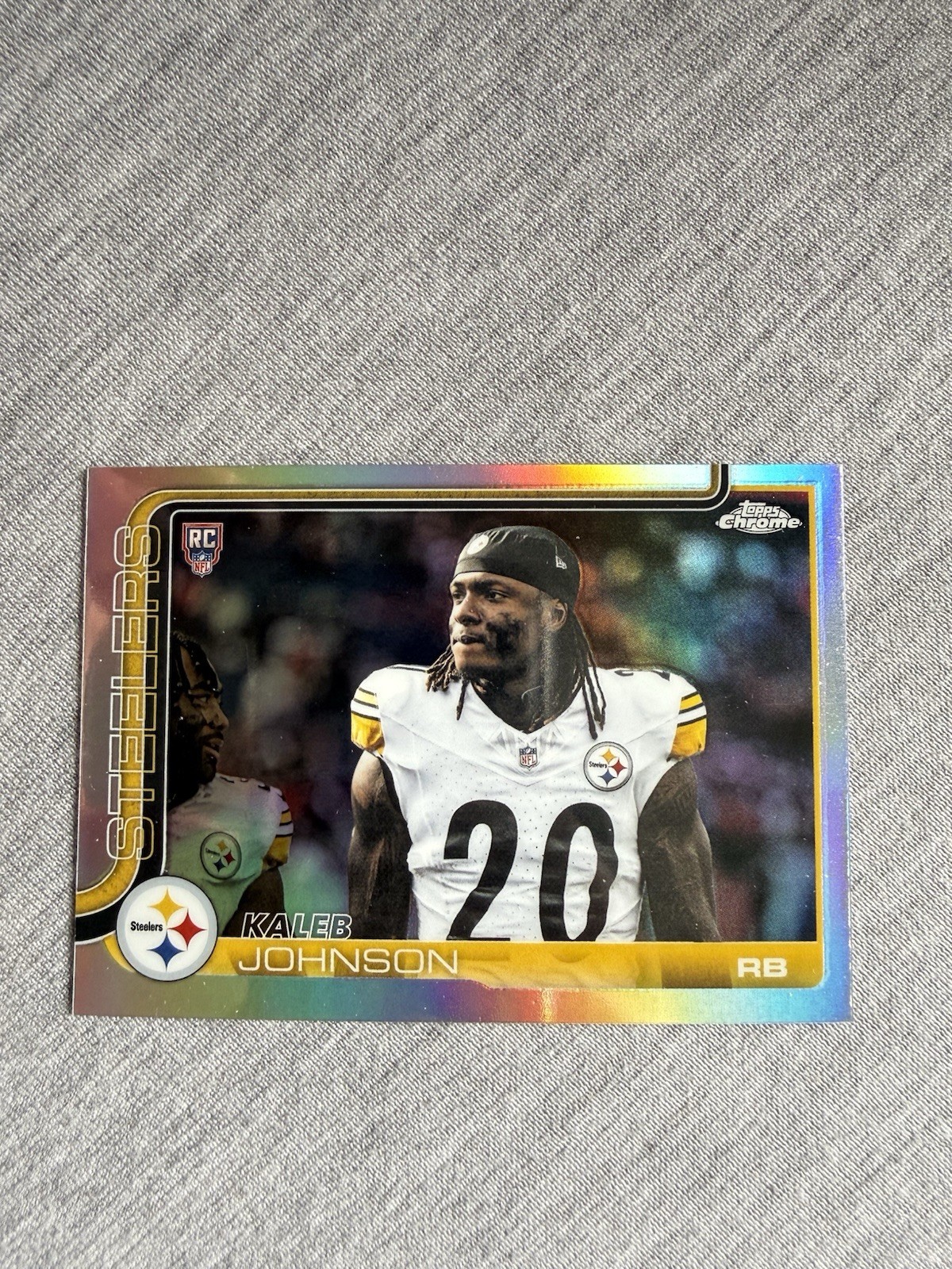 Topps Chrome 2025 Rookie Refractor Image Variation Kaleb Johnson Steelers #323