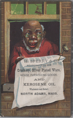 #ad W H Sperry Kerosene Oil North Adams MA African American Man Window Pipe JQV7 $16.75