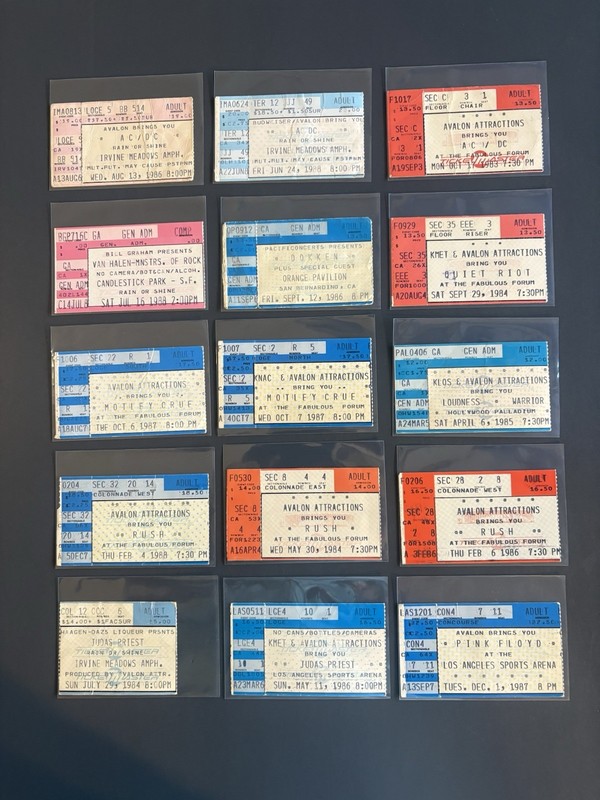 (24) Vintage Concert Ticket Stubs & Passes - AC/DC, Dokken, Van Halen & More (C)