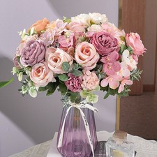 Decorative Silk Flower Bouquet with Peonies and Hydrangeas for Parties