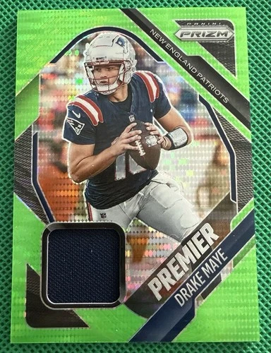 2025 Panini Prizm - Premier Jerseys Drake Maye #PJY-DME Neon Green Pulsar Prizm