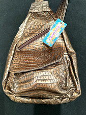 NWT AMORE Sling Backpack Luxury Leather Crocodile Crossbody Bag Sport Daypack