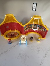 Vintage 1977 Weeble Wobble Circus Tent With Swings Cannon 4 Weebles Very Good