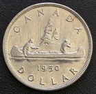 1950 Canada Silver $1 Dollar - 80% Silver - Great Condition