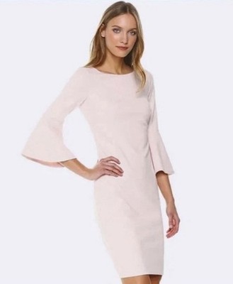 Calvin Klein Blush Pink Flared Bell Sleeve Sheath Dress 12 NWT  Barbiecore