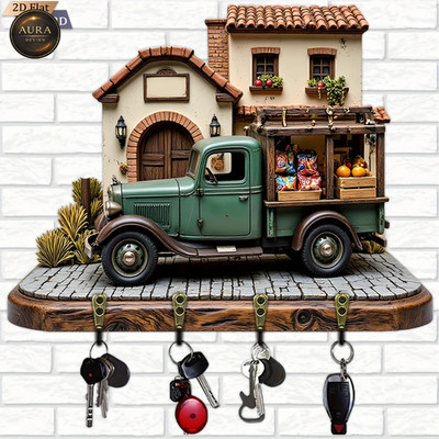 Wand Schlüsselanhänger 30cm - Haushalt LKW Organizer 2D 4 Haken Eingang