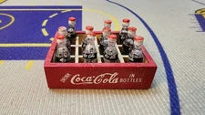Vintage Miniature Coca Cola Wood Crate & Bottles.Missing 1 bottle