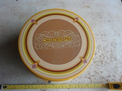 Vintage Empty Tin Chex Party Mix 8'' Dia. 3'' Tall Lot 26-21