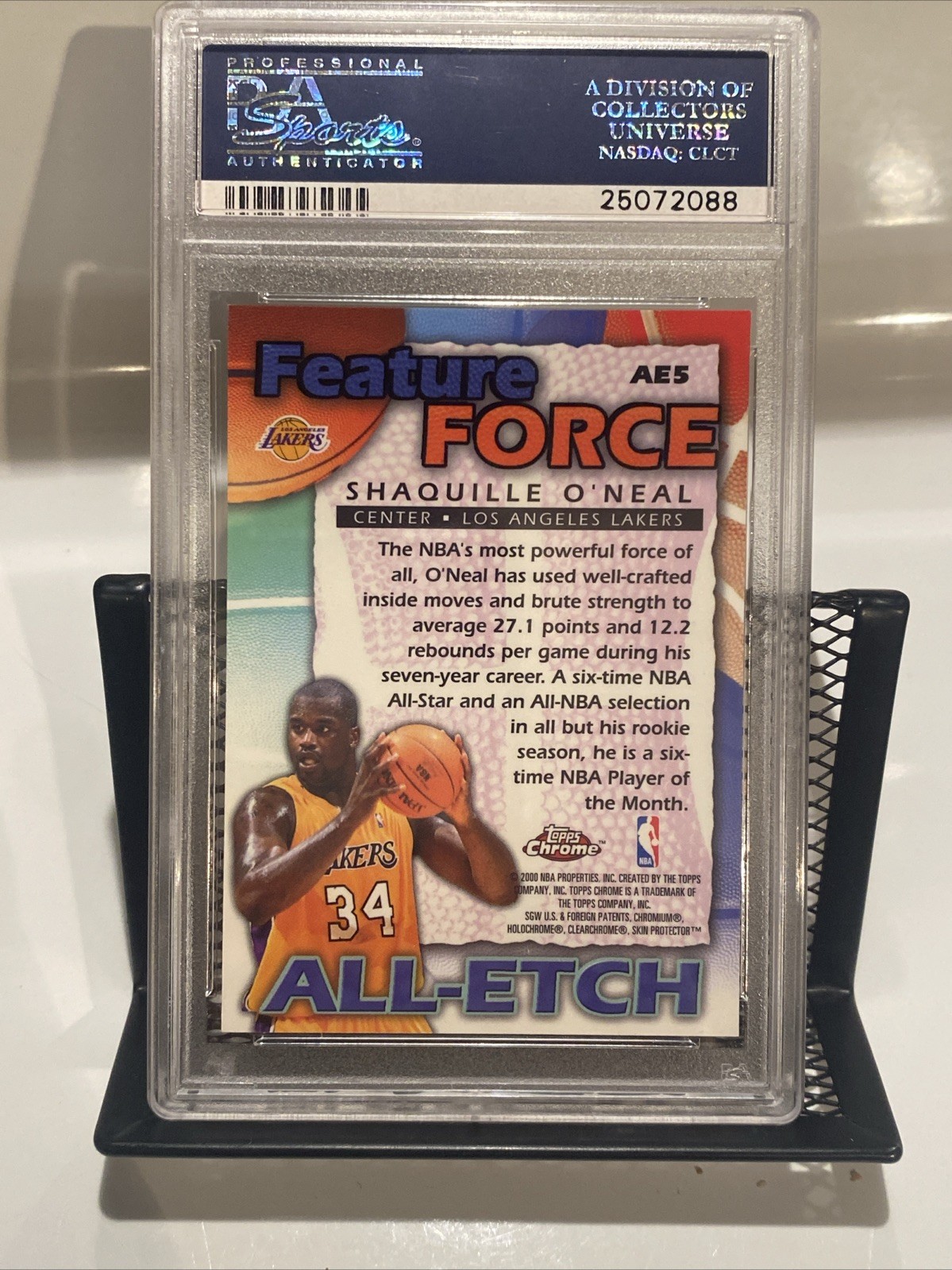 1999 TOPPS CHROME ALL-ETCH #AE5 SHAQUILLE O'NEAL PSA 10 view 4