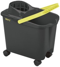 Mery Mop Bucket 14L – Grey with Wheels, Wide Drainer & Heavy-Duty Build
