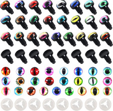 25 Pairs Glass Dragon Eyes Safety Eyes 8mm Assorted Colors Flatback Scrapbooking