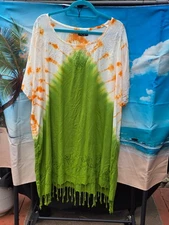 women's Step in Style Tie Dye Summer Dress Coverup One Plus New NWT fringe
