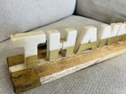 ‘THANKFUL’ Genuine Marble Wood Base Word Decor Sign Ivory Brown - Made In India — photo 5