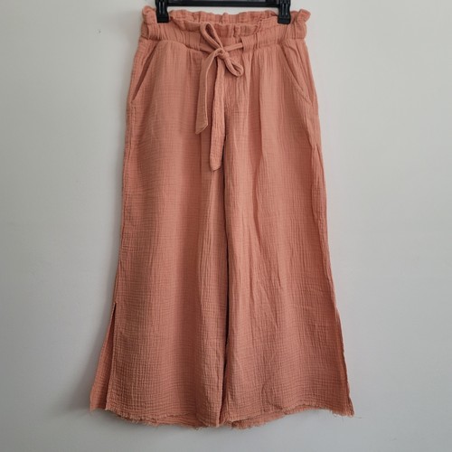 Sincerely Jules Terracotta Baumwolle Gaze weites Bein Pull On Strandhose Größe Medium