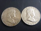1962d Ben Franklin Half Dollars lot of 2  90% Silver