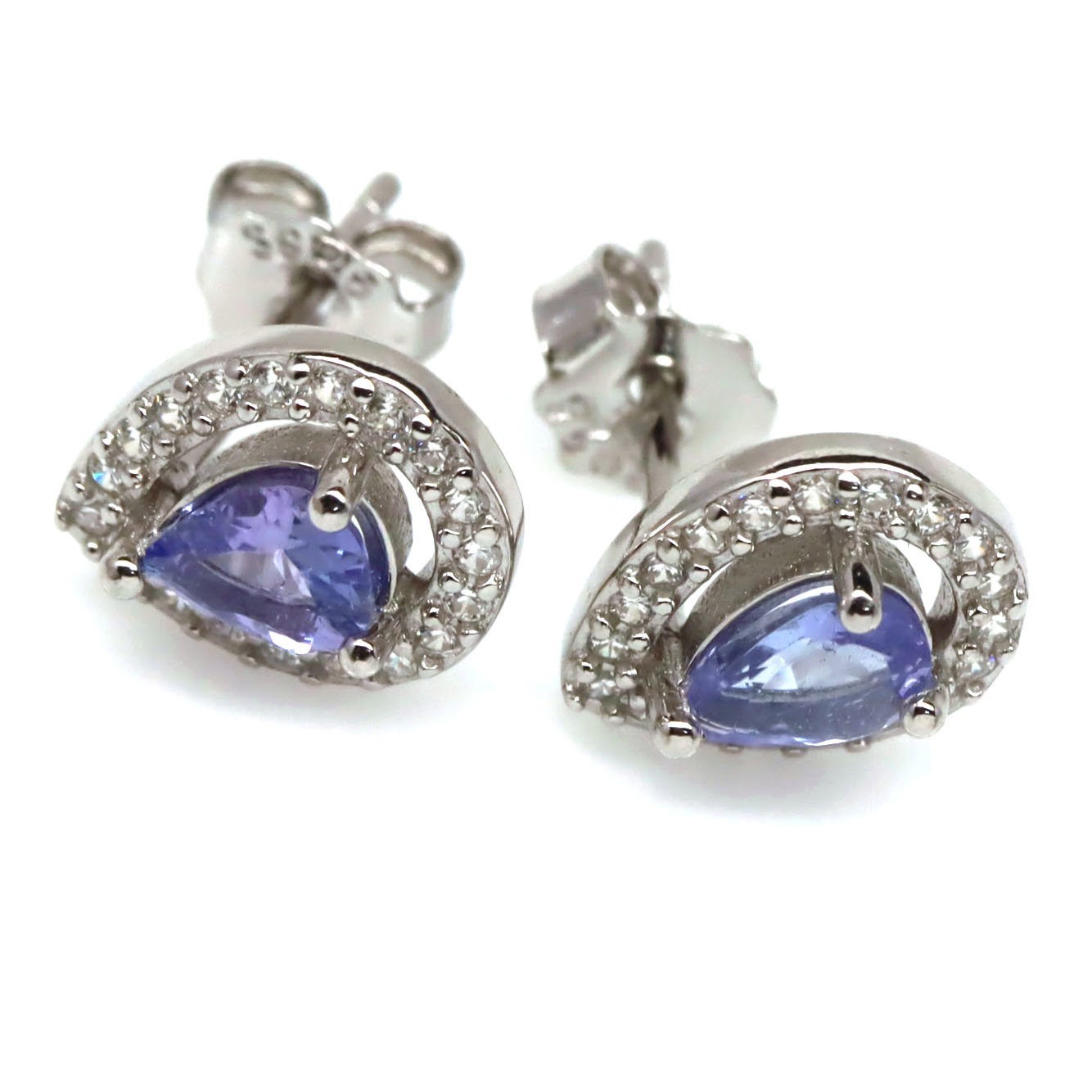 Boucles d'oreilles tanzanite en argent 925 et or blanc chic