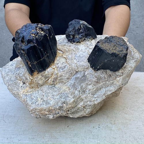26.22LB Quartz crystals combine with black Tourmaline mineral Specimen - Foto 8 di 15