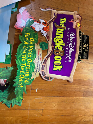 Rare The JUNGLE BOOK DISNEY VIDEO STORE DISPLAY STAND UP VHS BOX
