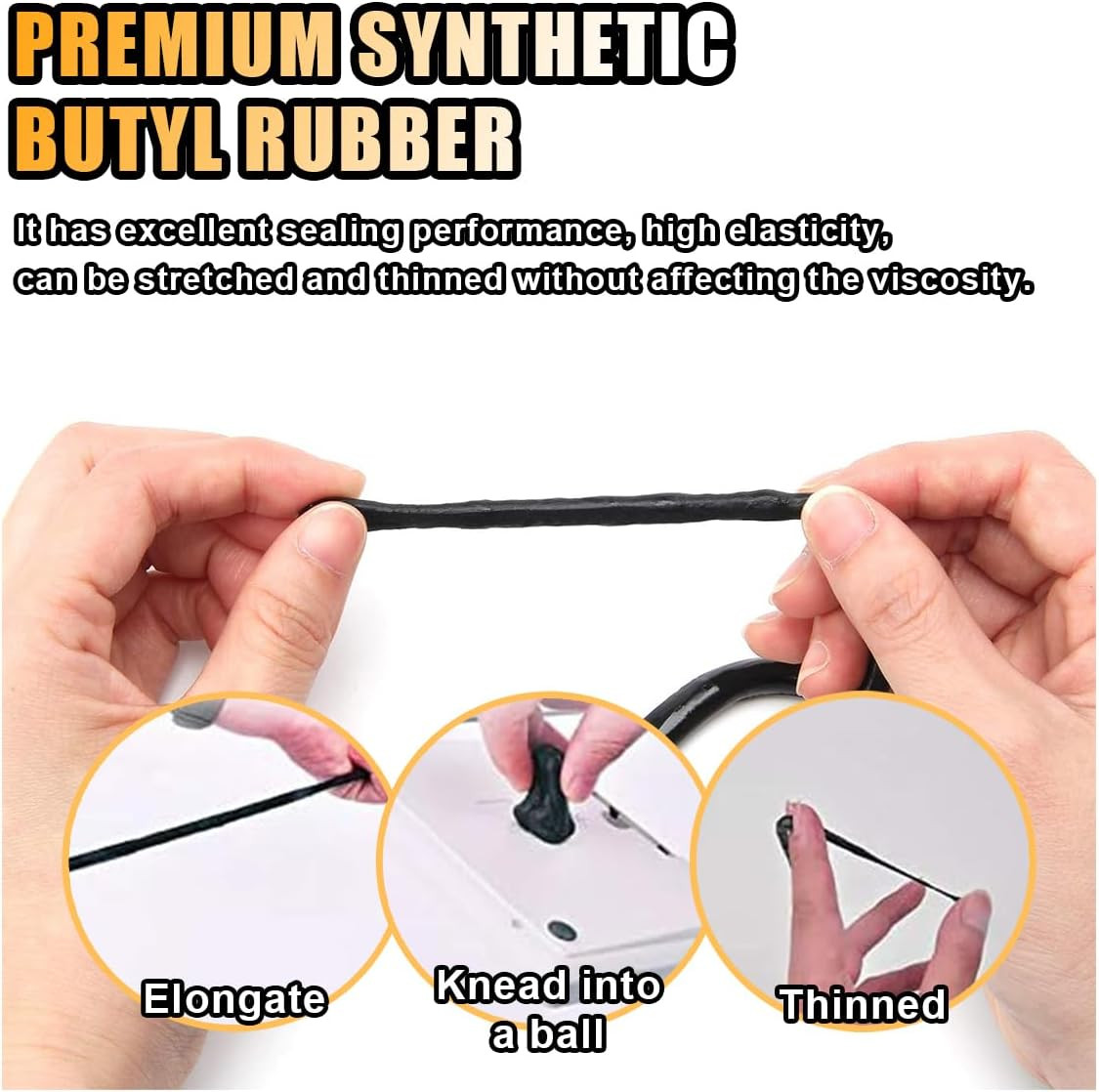 8Mm×13Ft Butyl Rubber Sealant Tape, Waterproof Butyl Rope Putty Tape, Headlight 