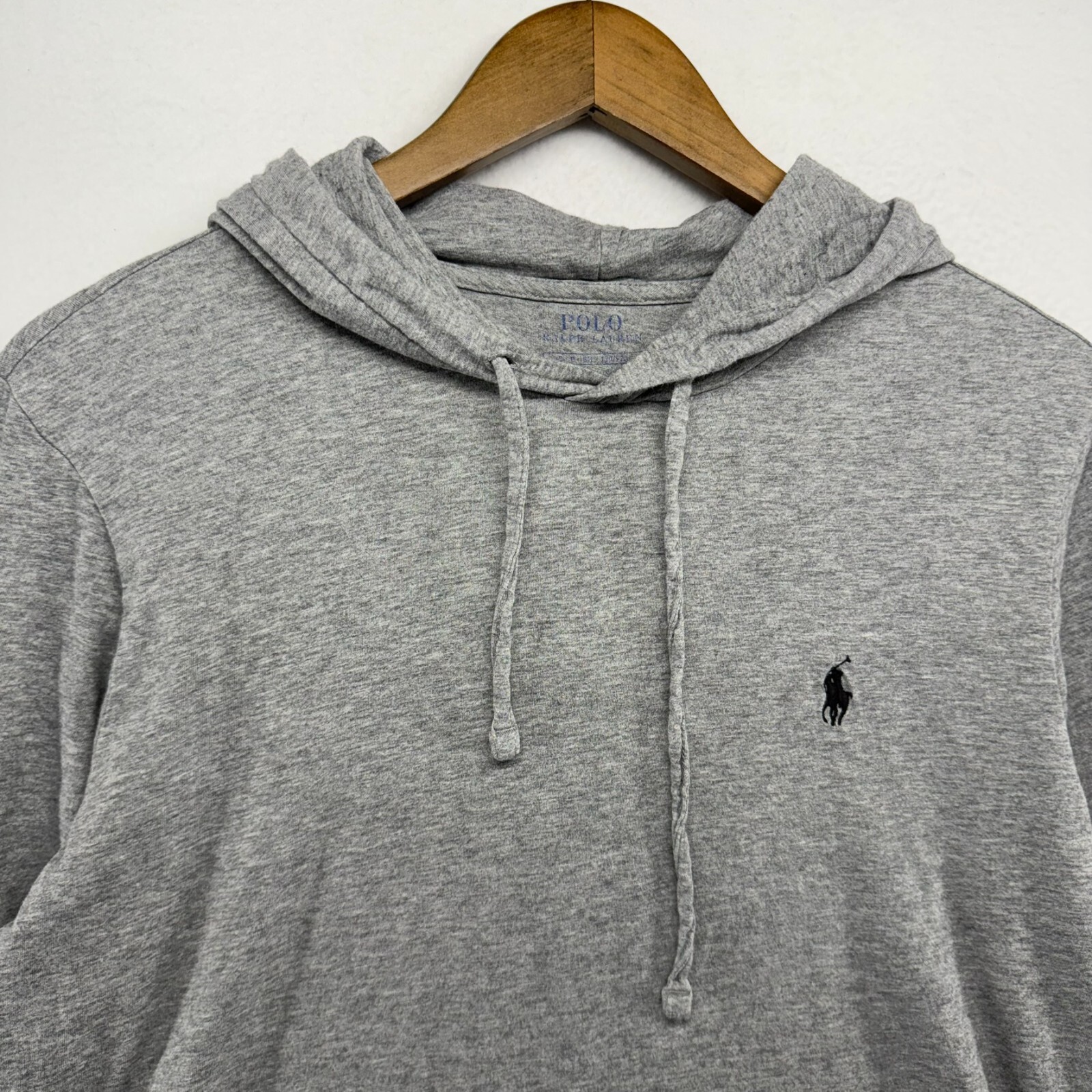 Ralph Lauren camicia uomo piccola grigia felpa con cappuccio ricamato logo pony tinta unita