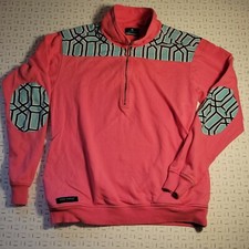 Womens X Small Simply Southern Fleece Pullover 1/4 Zip Pink Teal Pattern