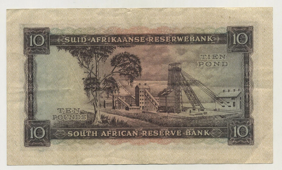 South Africa 10 Pounds 6-11-1957 Pick 99 VF+ Circulated Banknote - Image 2 of 2