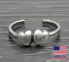Vintage Sterling Silver Double Two Heart Split band Open Toe Ring Size 2.5