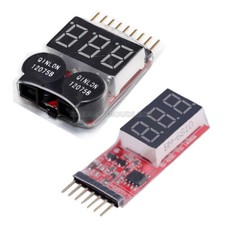 2-6S 1-8S Indicator Lipo Li-ion Battery Voltage Tester Voltage Buzzer Monitor-