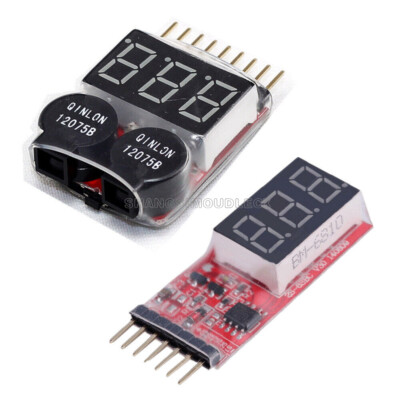 2-6S  1-8S  Indicator Lipo Li-ion Battery Voltage Tester Voltage Buzzer Monitor