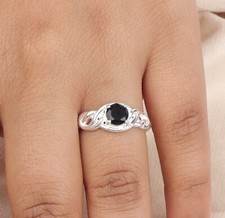Natural Black Onyx Gemstone 925 Sterling Silver Boho Jewelry Ring Gift For Women
