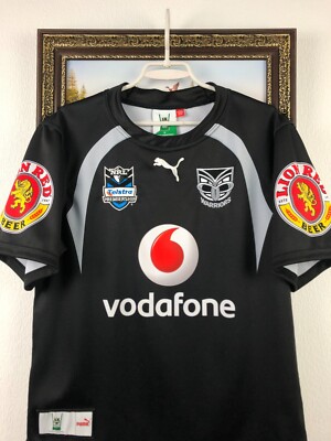 Vintage PUMA New Zealand Warriors NRL Rugby Team Mens Jersey Black