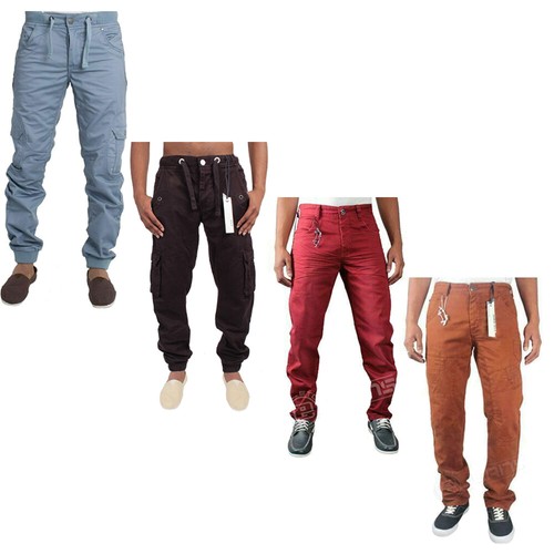 Cargo Da Uomo Eto Jeans Con Risvolto Elastico in Vita Pantaloni Sportivi  Pantaloni Tutte Le Taglie | eBay