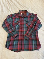 Panhandle Slim Checkered Long Sleeve Button Up Made In USA Mens Size 17.5 Medium