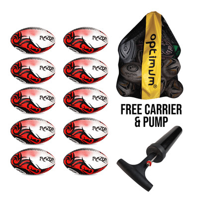 .10/20/30 Großpackung optimaler roter Rasierer Rugbyball Größen 3 4 5