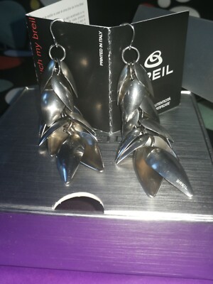 Orecchini in acciaio BREIL originali con foglie pendenti lunghezza