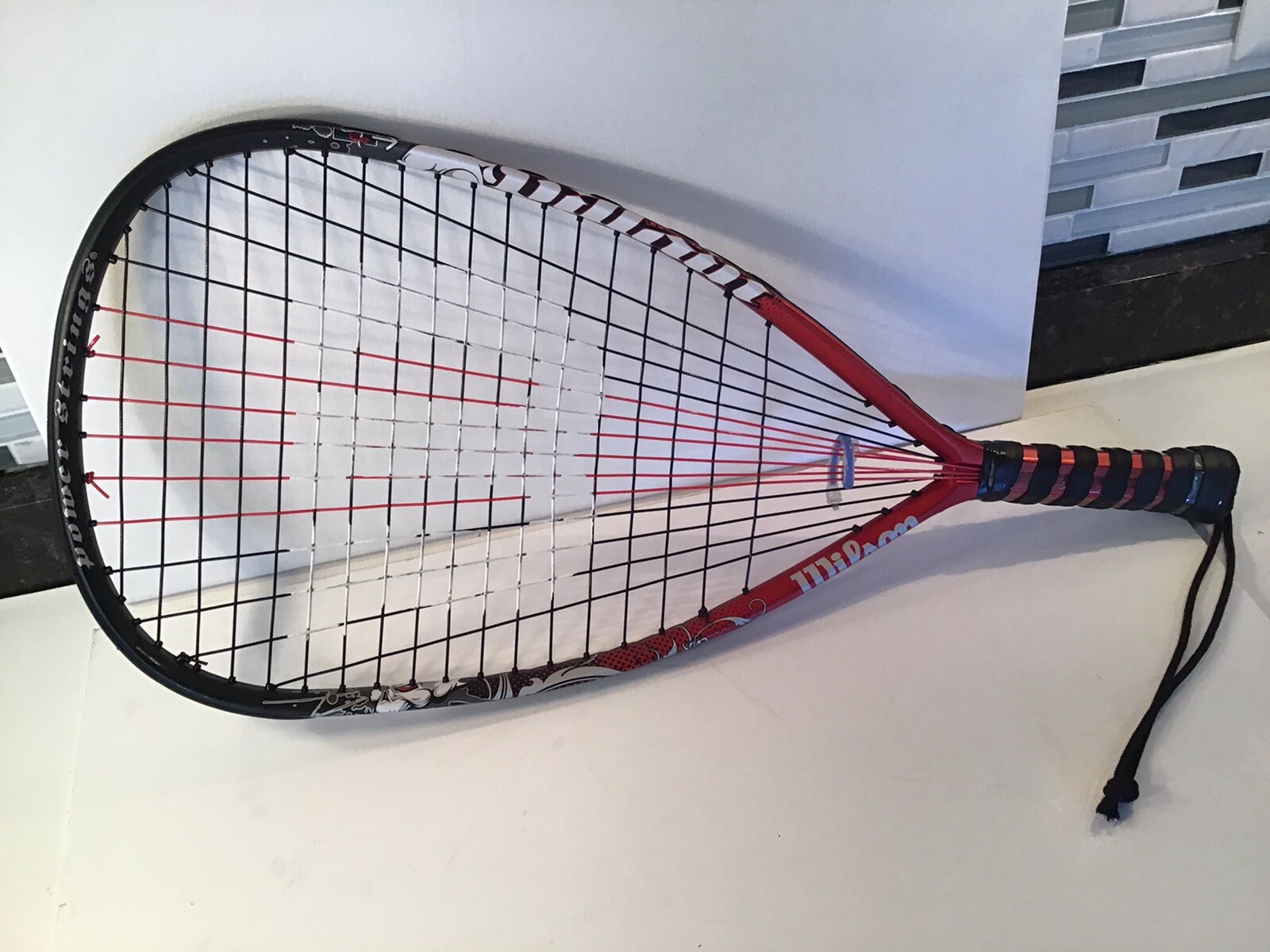 Wilson Power Strings Red Black Racquetball Racquet Crushing Force Skull