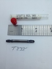 1 NEW USA 3/16" DIAMETER CARBIDE END MILL. 4 FL BALL DE. CTD. 3/8" LOC T838