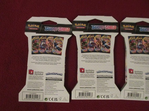 (4)Sword and Shield Base Set - Sleeved Booster Packs - Factory Sealed - Pokemon - Picture 5 of 9