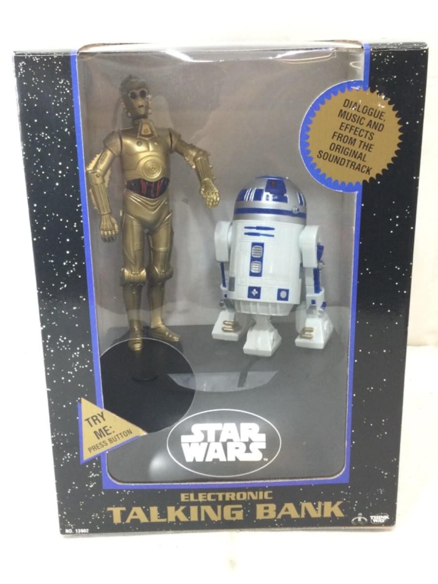 1995 Vintage Star Wars R2D2 & C3PO Coin Bank Eletronic Talking New