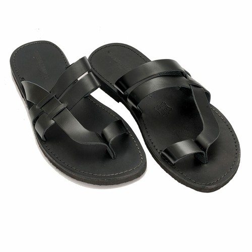Scarpe Sandali uomo infradito in pelle e cuoio per il mare Etnico Nero |  eBay