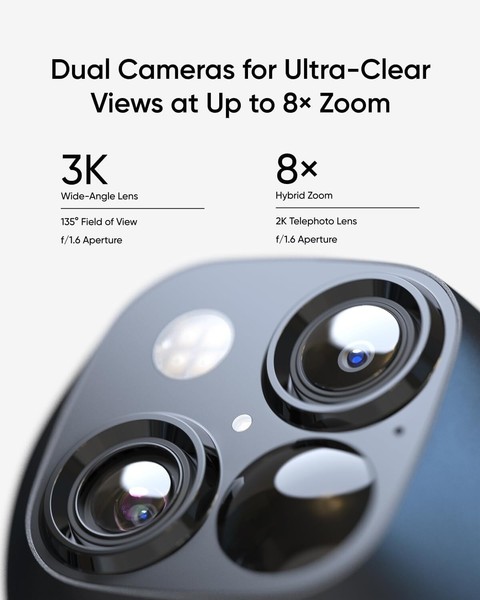 eufy SoloCam S3 Cámara de seguridad solar inalámbrica 360° PTZ 3K doble cámara visión nocturna 3