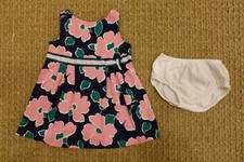 12-18 Month - Janie and Jack Dress with diaper cover - Navy, pink floral - EUC