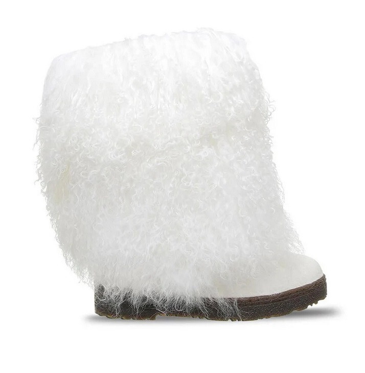 Bearpaw Boetis II Women Furry Shearling Wool White Boots New In