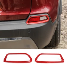 2Pc Rear Fog Light Lamp Cover Trim Frame For Jeep Cherokee 2019+ Red Accessories