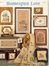 Teddy Bear Designs Homespun Love Cross Stitch Pattern Leaflet 1990 Vintage