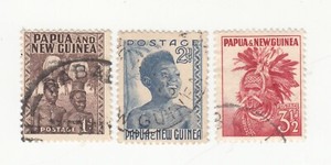 Papua New Guinea 1952. Buka Head-dress, Native Youth, Chimbu Head-dress. Sc# 123