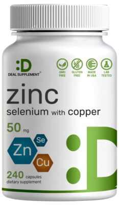 Deal Supplement Zinc 50mg with Selenium + Copper 240 Capsules 8 Month Supply ...