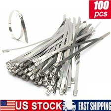 100PCS Stainless Steel Self Locking Cable Zip Ties Wrap Tie 4.6mm x 200mm